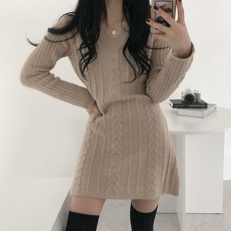 ケーブル柄ニットスカート