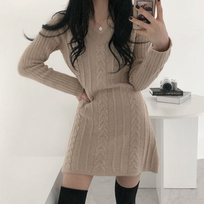 ケーブル柄ニットスカート