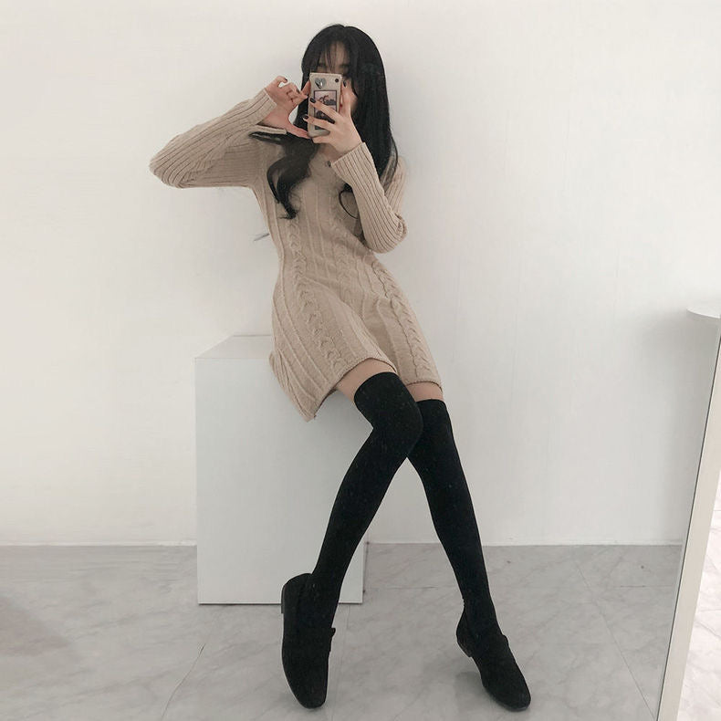 ケーブル柄ニットスカート