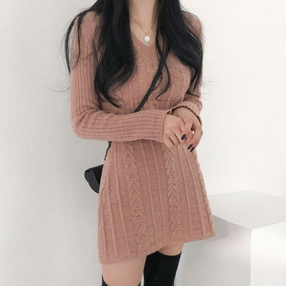 ケーブル柄ニットスカート