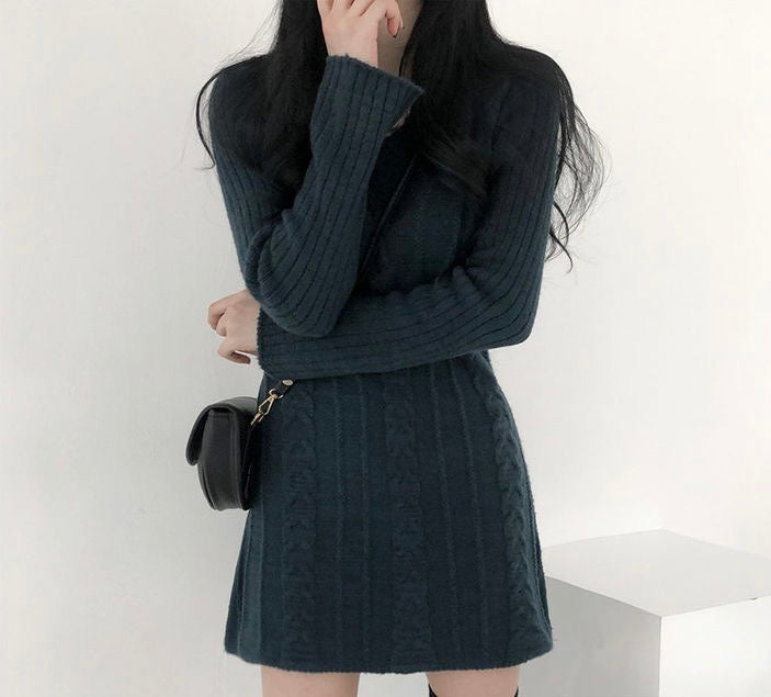 ケーブル柄ニットスカート
