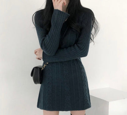 ケーブル柄ニットスカート