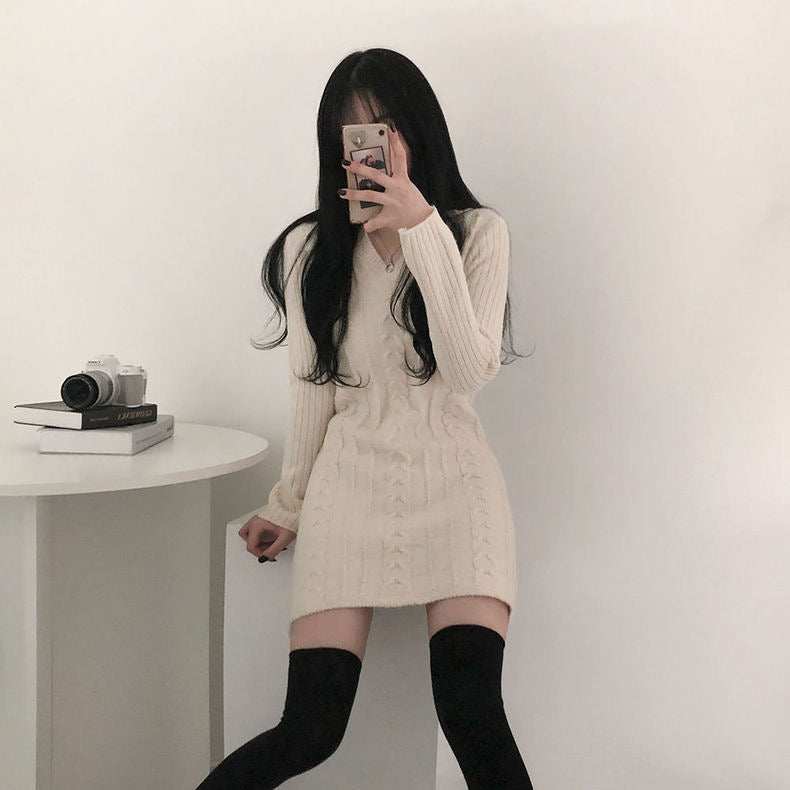 ケーブル柄ニットスカート