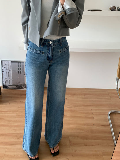 High-waisted vintage straight-leg jeans