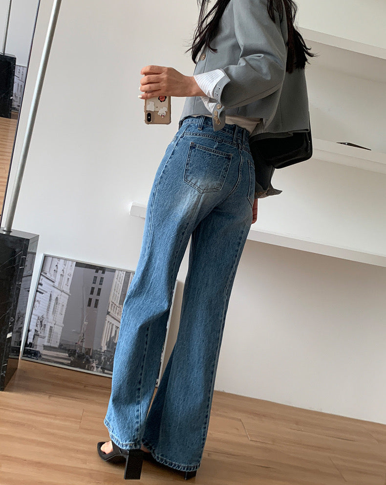 High-waisted vintage straight-leg jeans