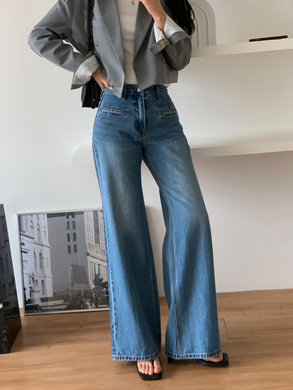 High-waisted vintage straight-leg jeans