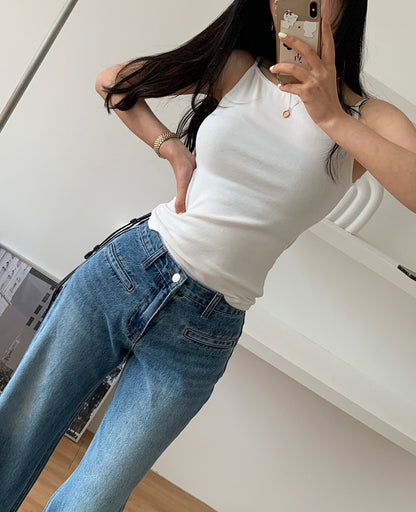 High-waisted vintage straight-leg jeans