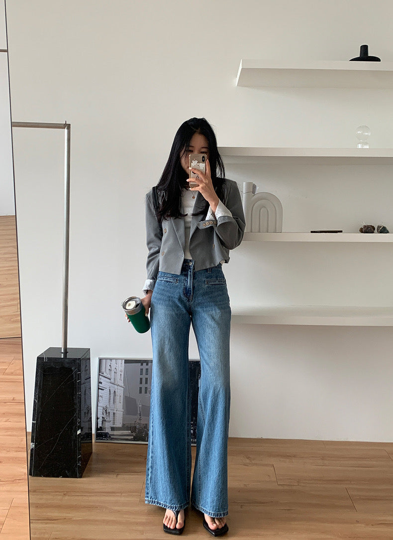 High-waisted vintage straight-leg jeans