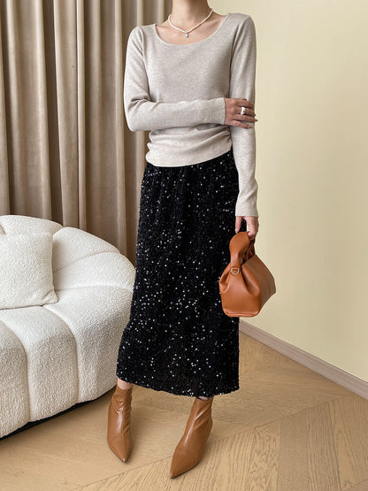 Sequin Midi Skirt