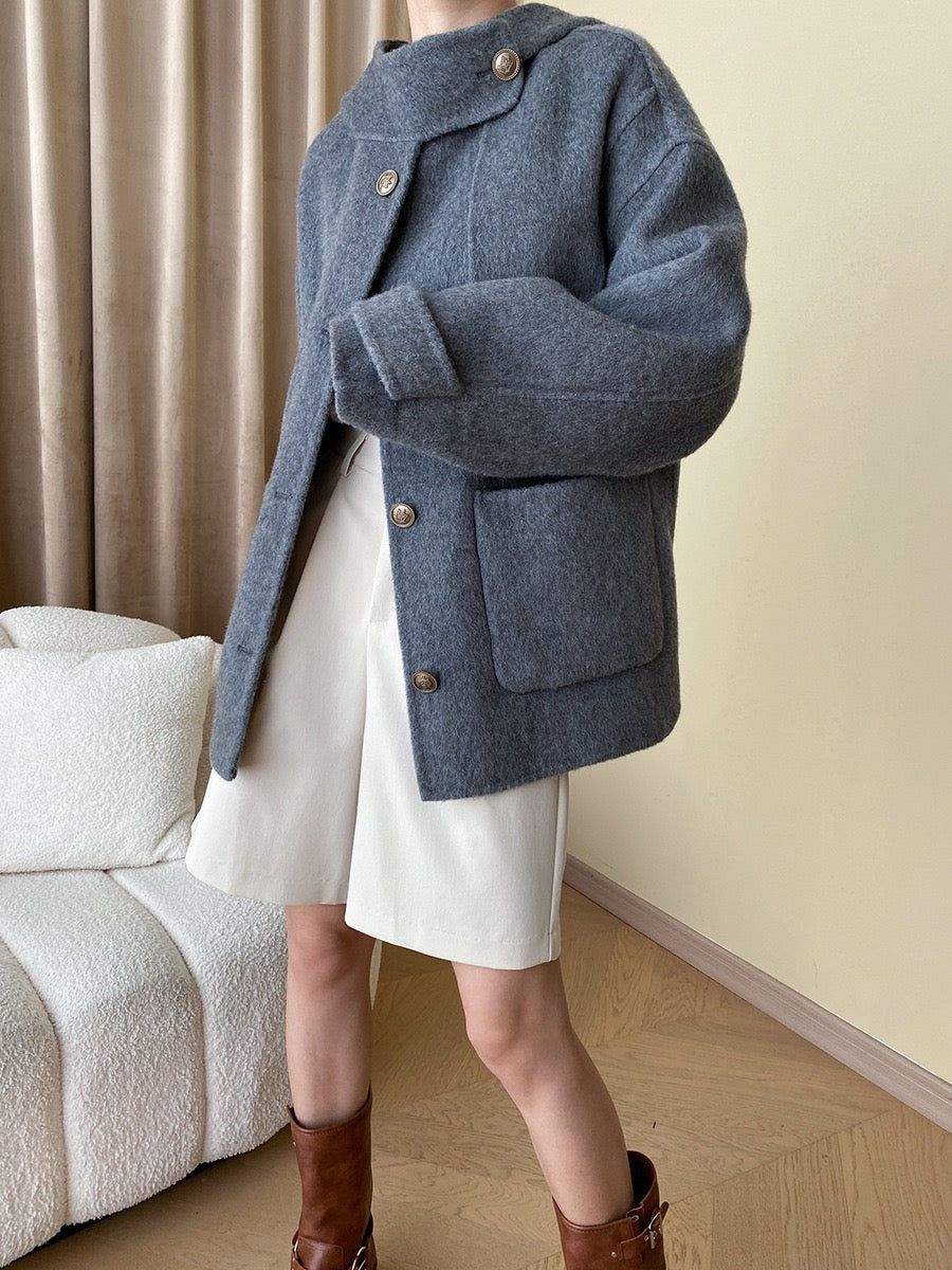 Hooded Reversible Wool Coat