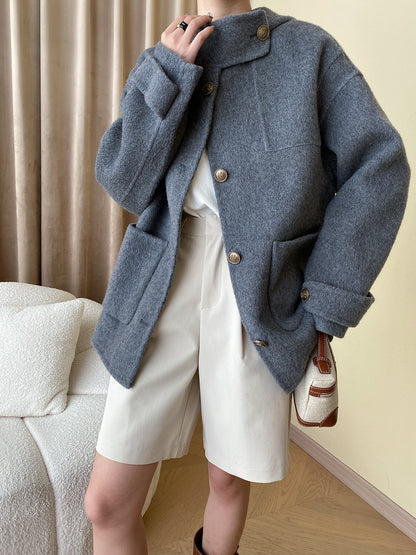 Hooded Reversible Wool Coat
