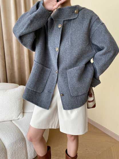 Hooded Reversible Wool Coat