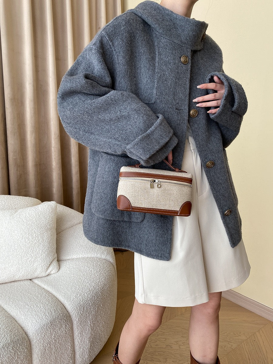 Hooded Reversible Wool Coat