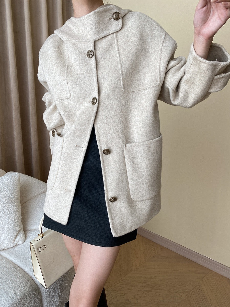 Hooded Reversible Wool Coat
