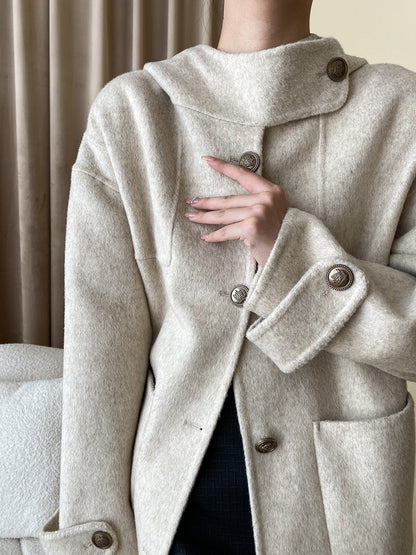 Hooded Reversible Wool Coat