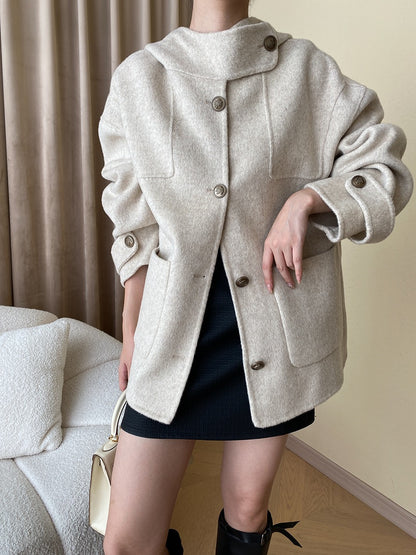 Hooded Reversible Wool Coat