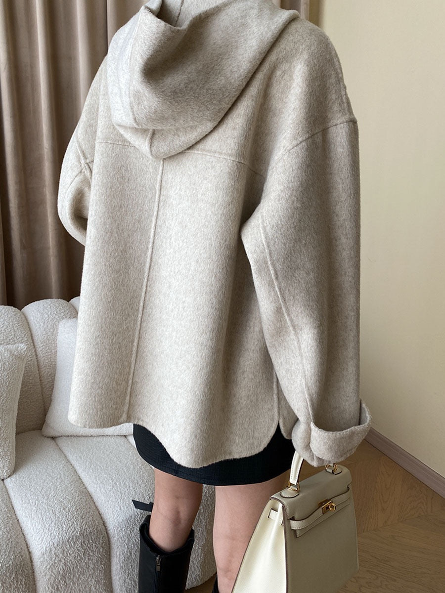Hooded Reversible Wool Coat