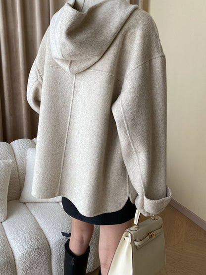 Hooded Reversible Wool Coat