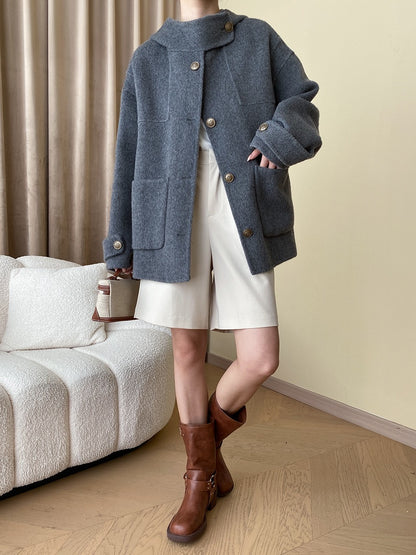 Hooded Reversible Wool Coat