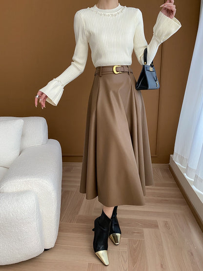 ビジュー付きフレアスリーブセーター