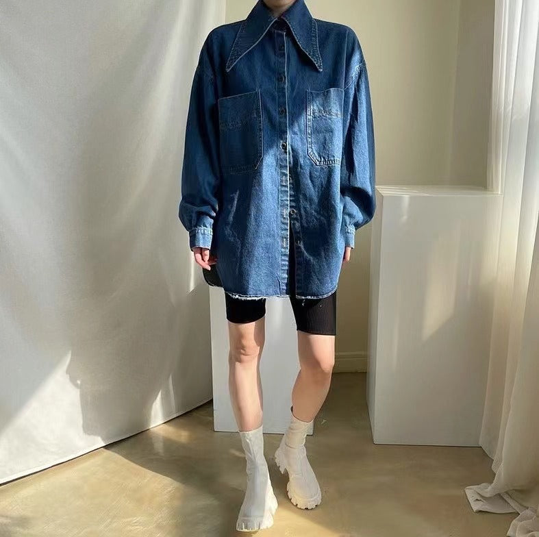 Oversized Collar Denim Shirt