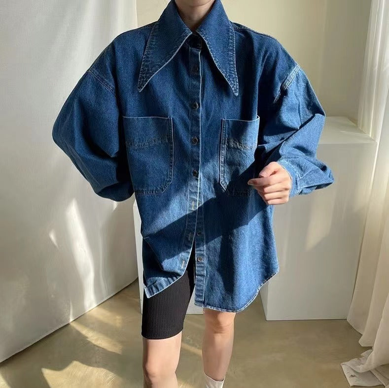 Oversized Collar Denim Shirt