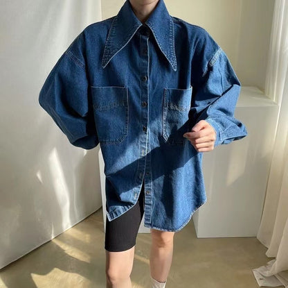 Oversized Collar Denim Shirt