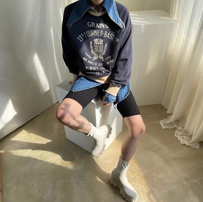 Oversized Collar Denim Shirt