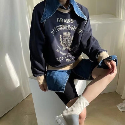 Oversized Collar Denim Shirt