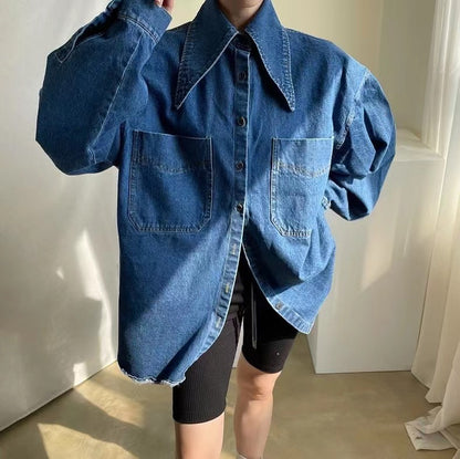 Oversized Collar Denim Shirt