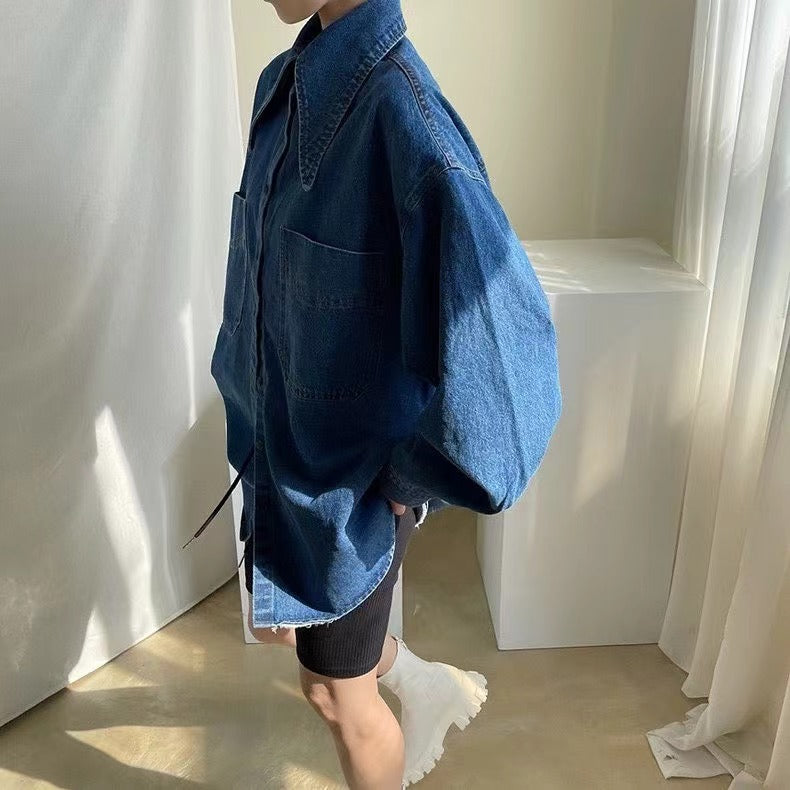 Oversized Collar Denim Shirt