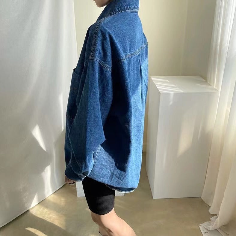 Oversized Collar Denim Shirt