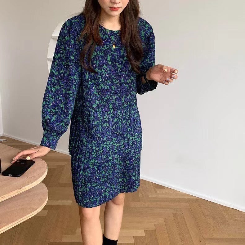 Vintage Floral Print Dress