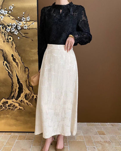 Velvet flocked lace top