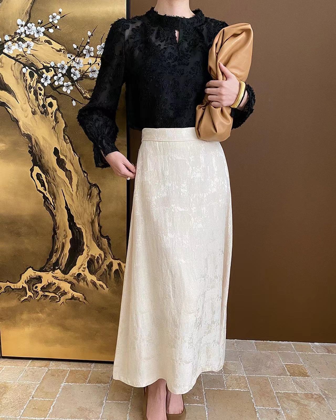 Velvet flocked lace top