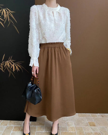 Velvet flocked lace top