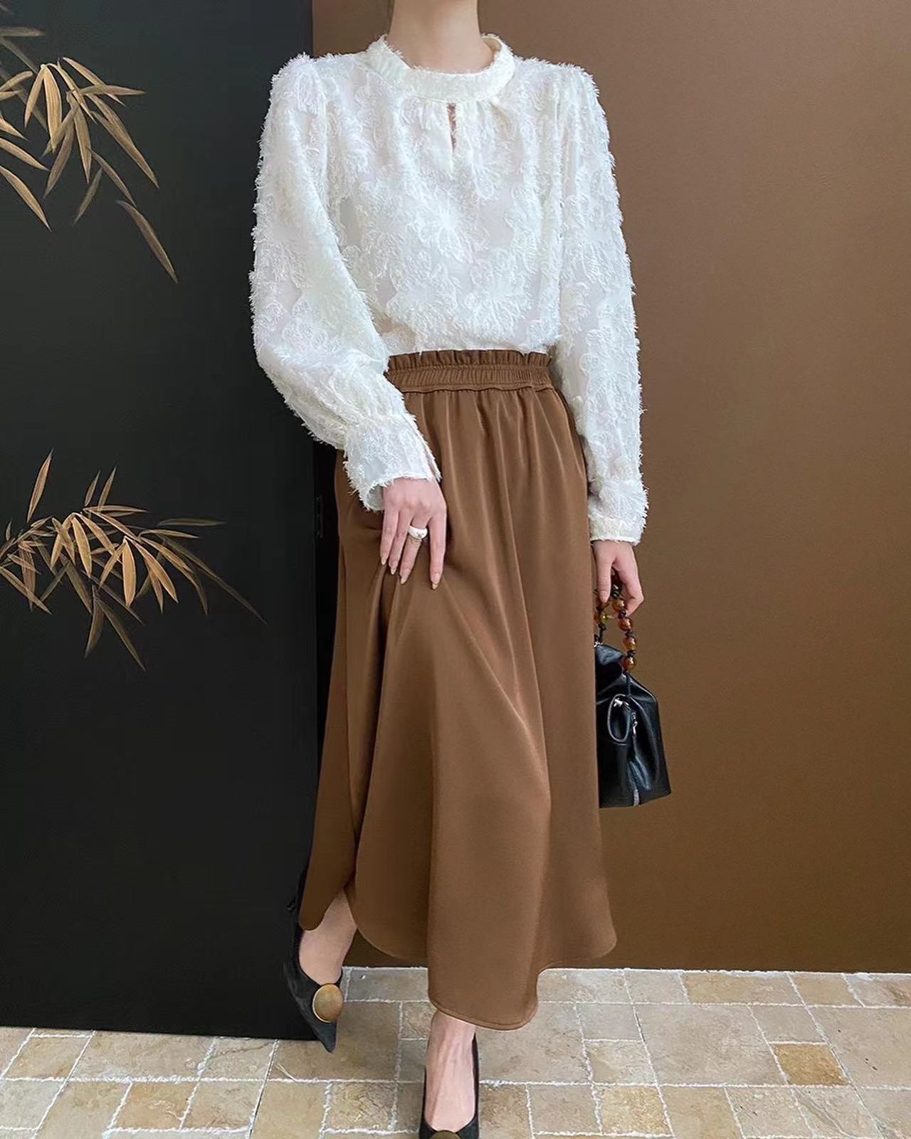 Velvet flocked lace top