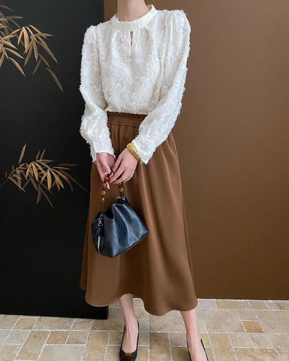 Velvet flocked lace top