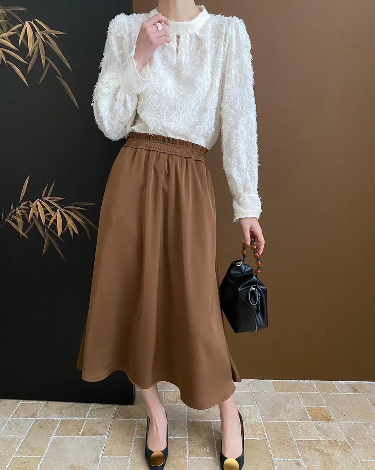 Velvet flocked lace top