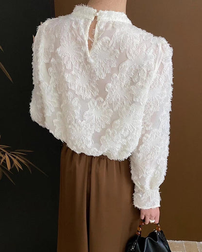 Velvet flocked lace top