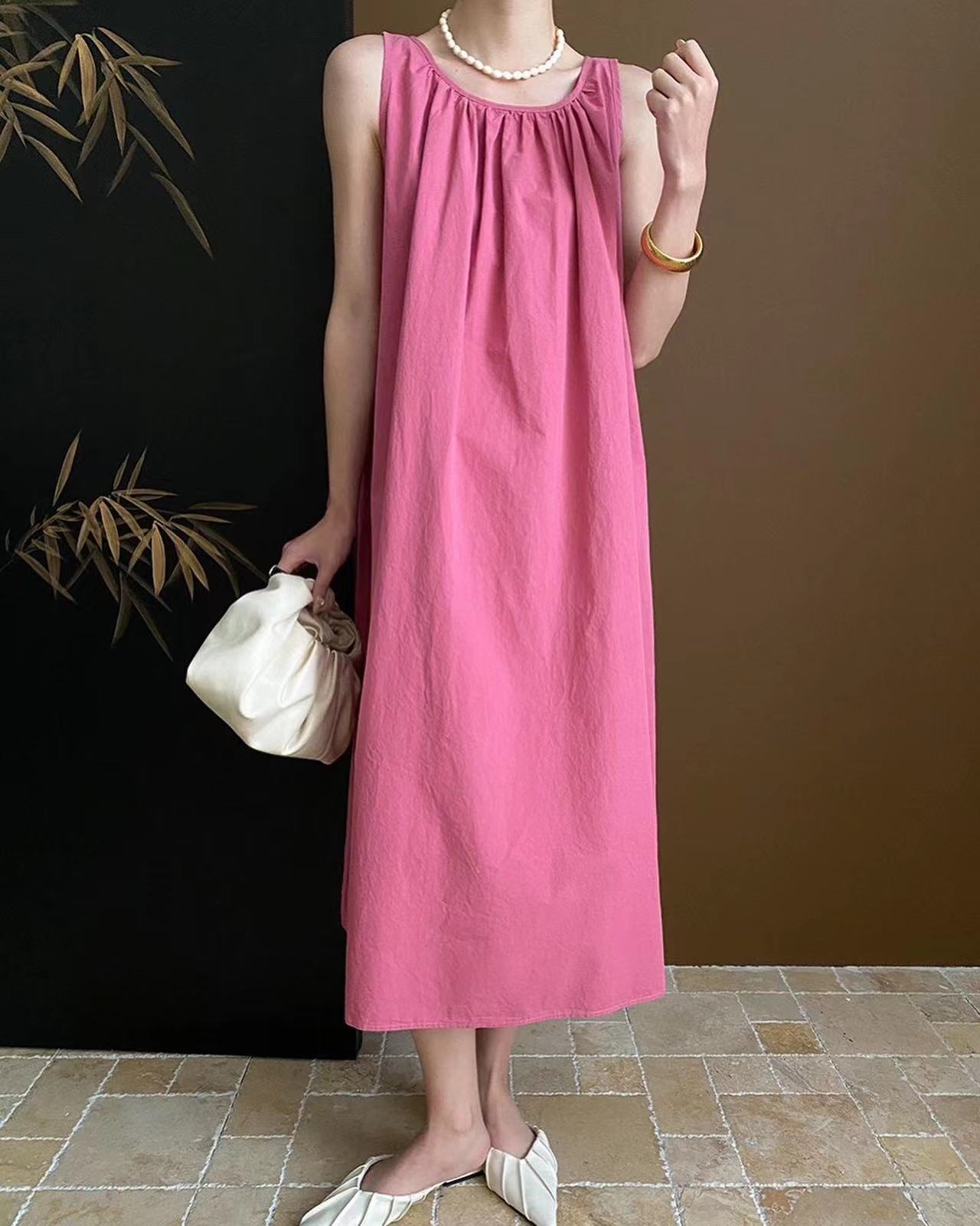 French-style peach pink dress