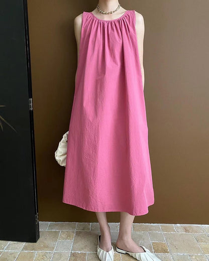 French-style peach pink dress