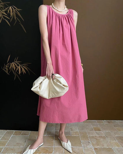 French-style peach pink dress