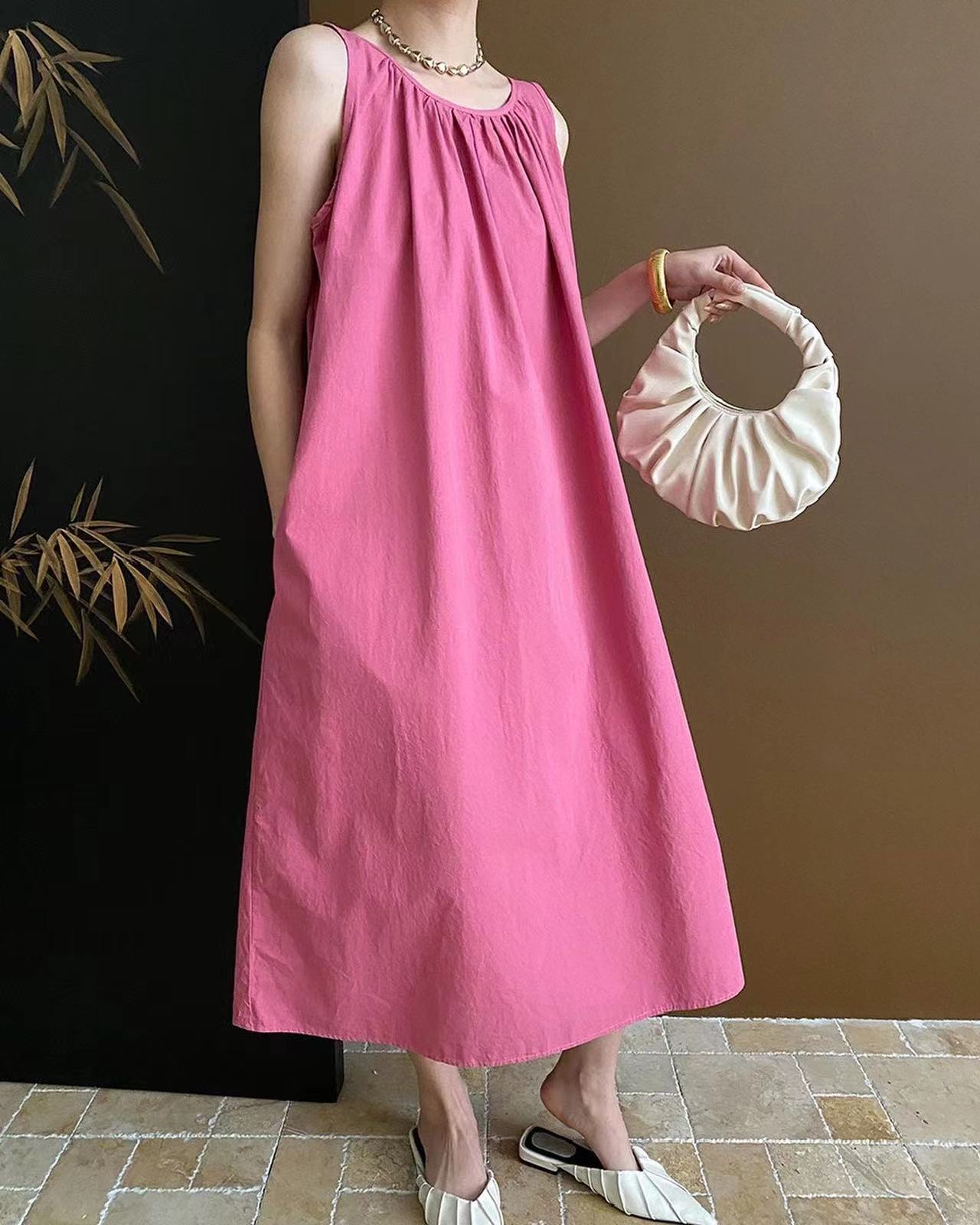 French-style peach pink dress