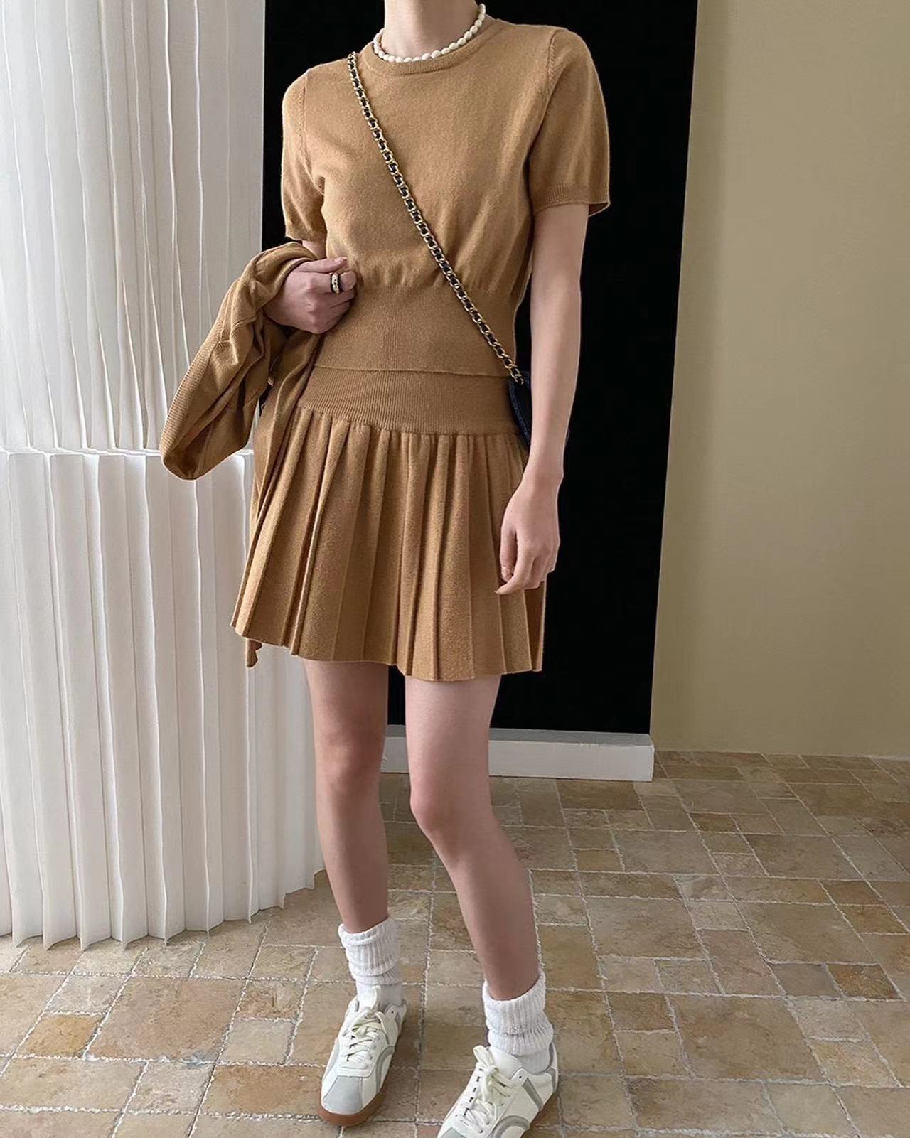 Crew Neck Knitted Three-Piece Set