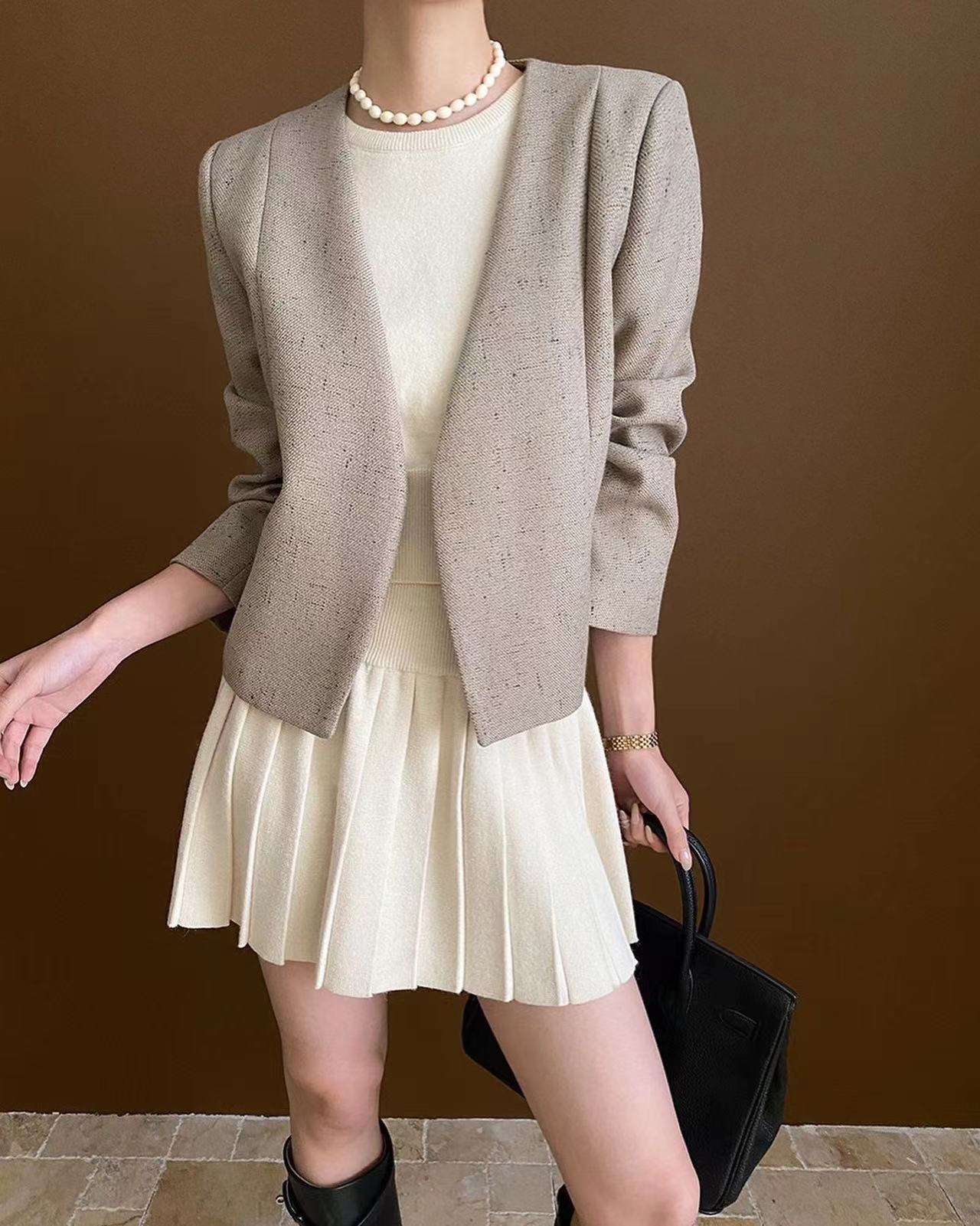 Crew Neck Knitted Three-Piece Set