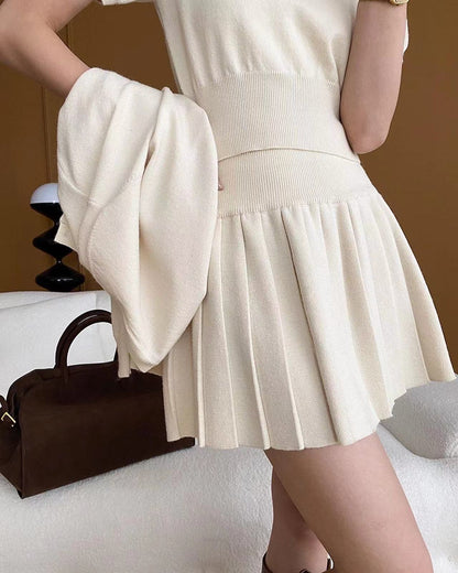 Crew Neck Knitted Three-Piece Set