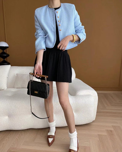 Crew Neck Knitted Three-Piece Set