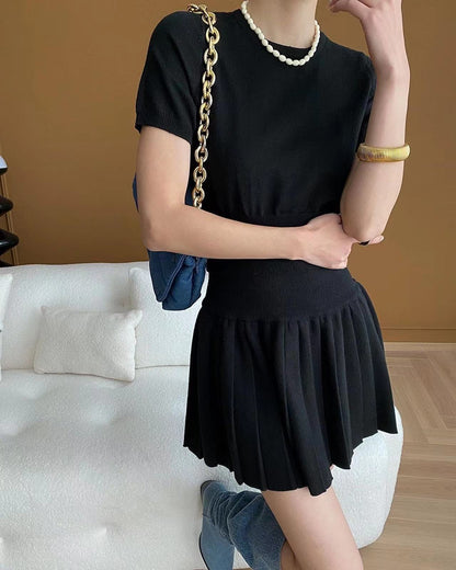 Crew Neck Knitted Three-Piece Set