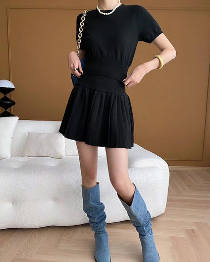 Crew Neck Knitted Three-Piece Set